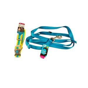 Coastal Pet Dog Collar Leash Set XS Blue Yellow NEW Reflective Small Breed 4ft